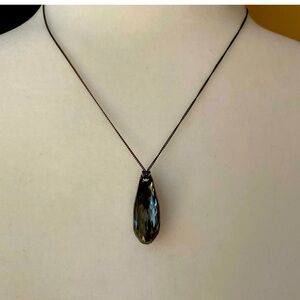 Swarovski Necklace Black Crystal Tear Drop shape